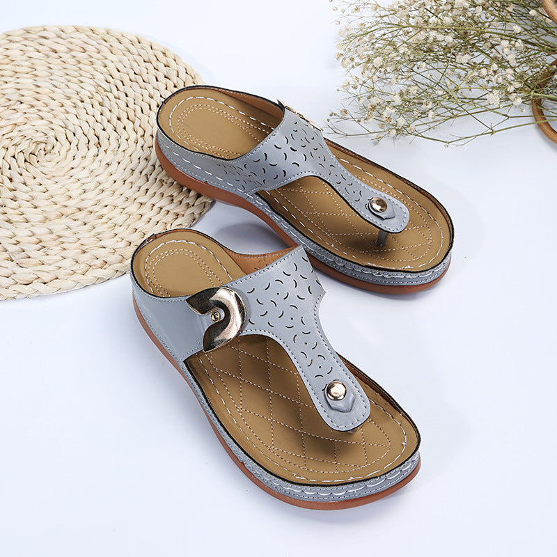 elveswallet Concise Expose Toe Sewing Flat Slippers