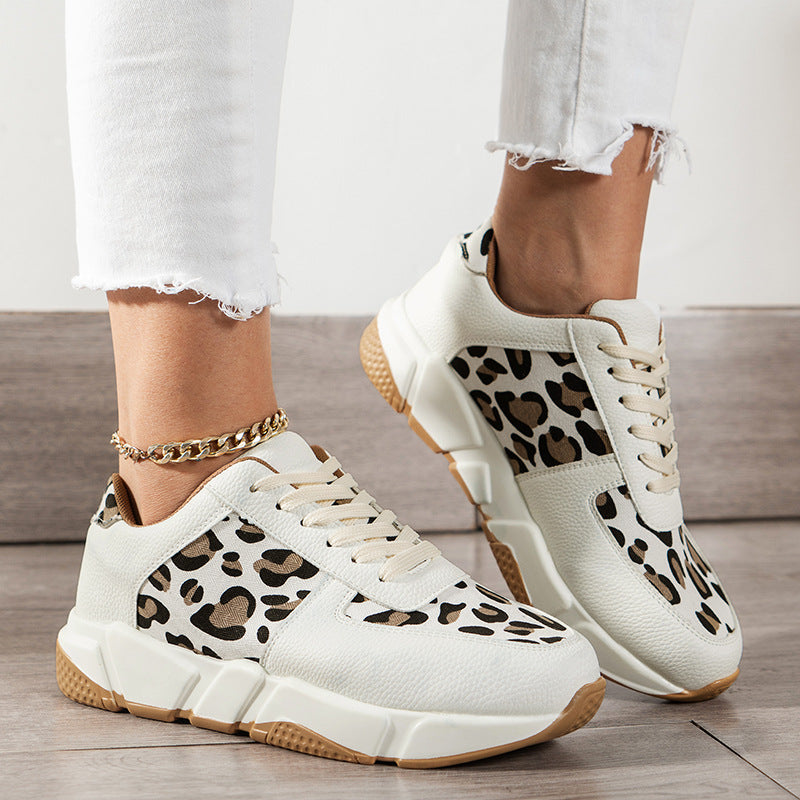 elveswallet Leopard-patterned Platform PU Sneakers