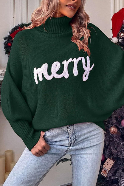 elveswallet Merry Holiday turtleneck bat sleeve sweater