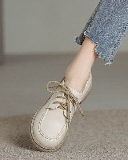 elveswallet Lace-up vintage style round toe Mary Jane shoes