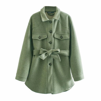 elveswallet Chic Turn Down Collar Elegant Wool Coats