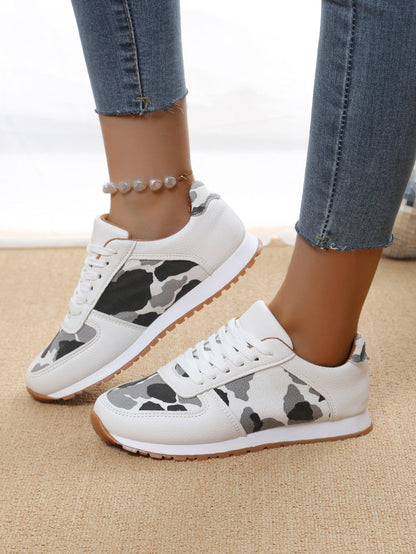 elveswallet Ribbed Sole Camouflage Lace-up Casual Sneakers