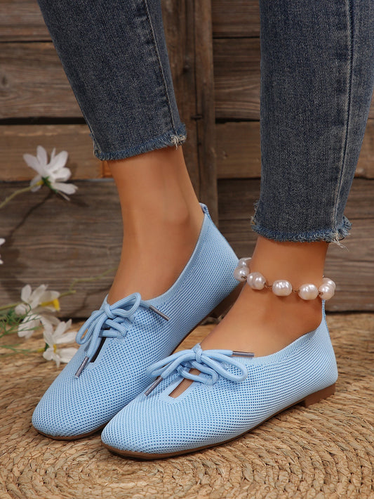 elveswallet Mesh breathable round toe lace-up flat shoes