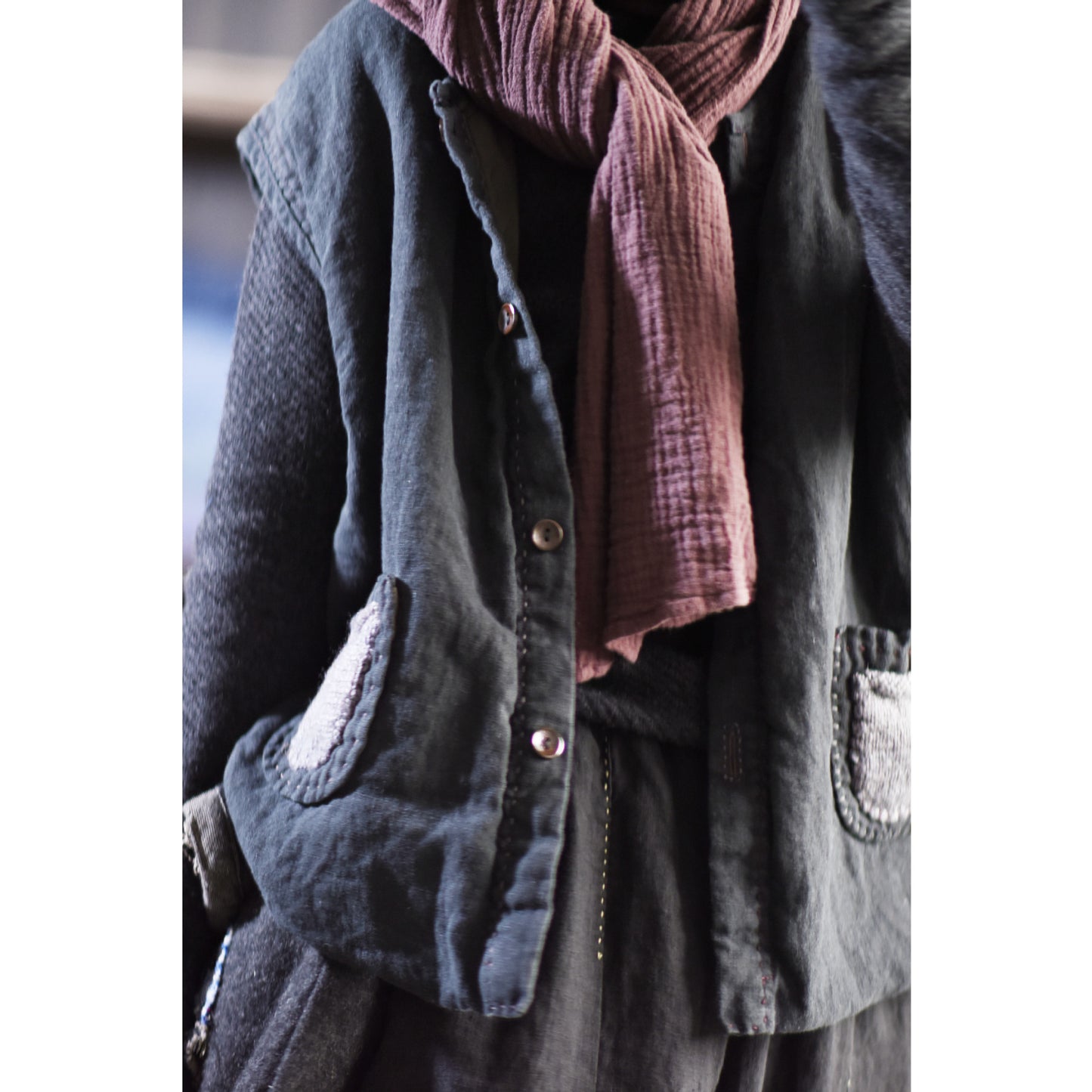 ELVESWALLET 2025 Suannian Weiyang 21/January/Miyin, linen hand-woven cotton thread pocket medium and long cardigan jacket