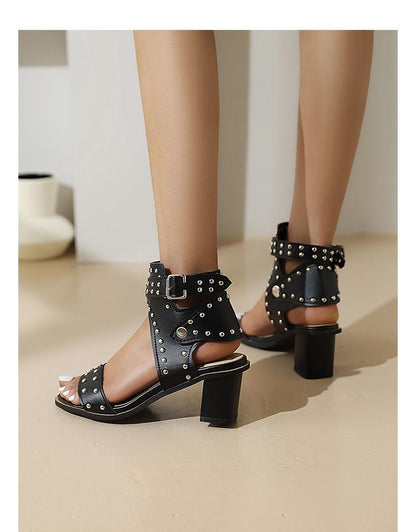 elveswallet Riveted Bohemian Roman High heel Sandals