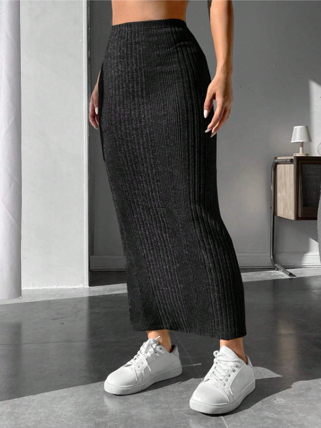 elveswallet CozyKnit Irregular stripes slim-fitting knitted skirt