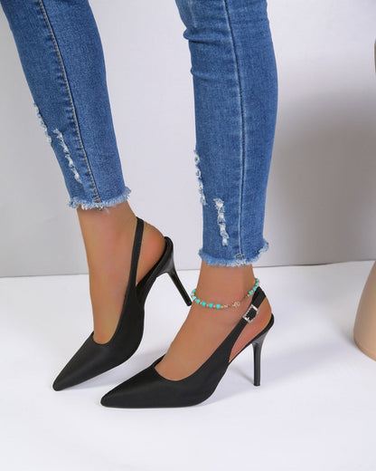 elveswallet Pointed Toe High Heel Ankle Strap Sandals