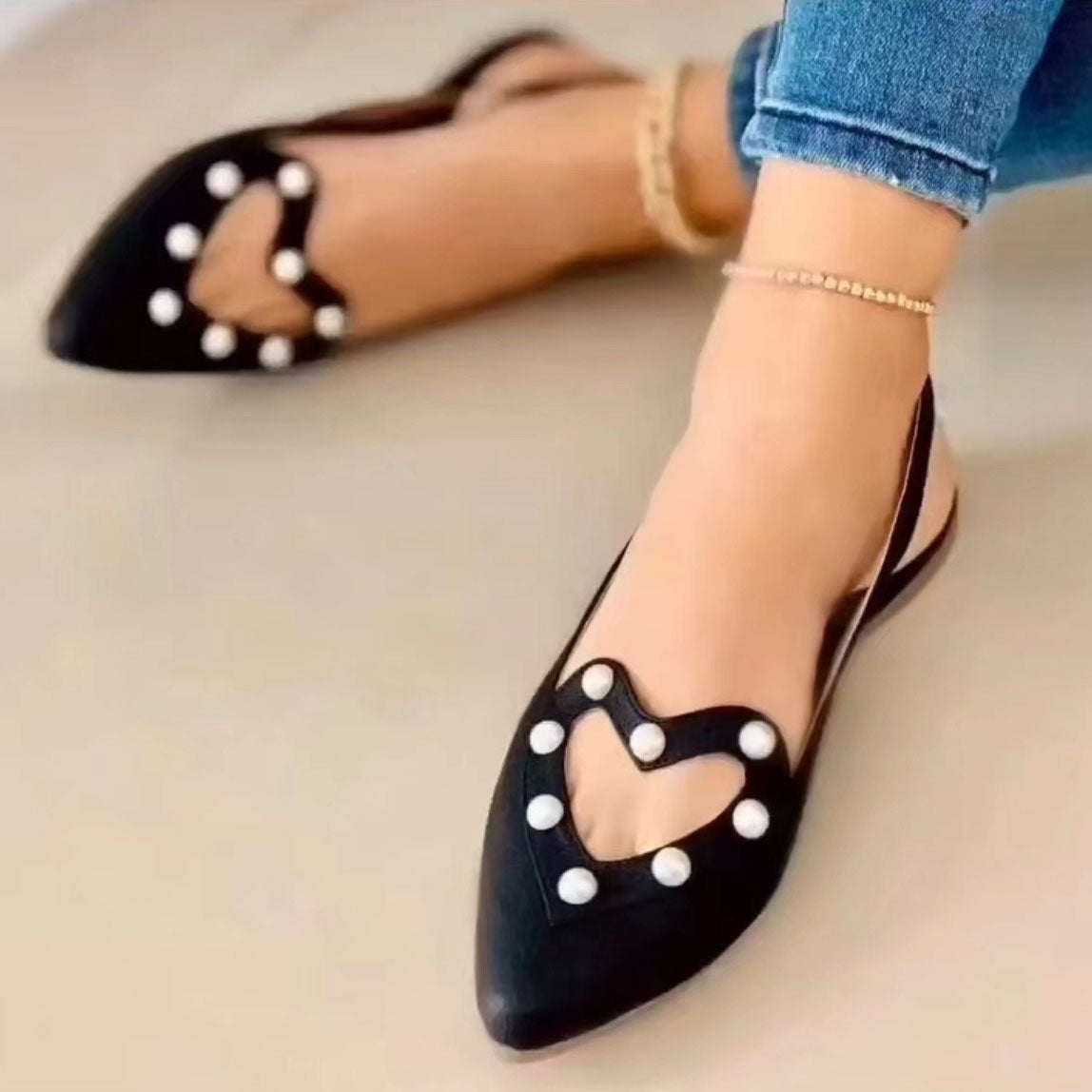 elveswallet Love Story Pearls Flat Mules