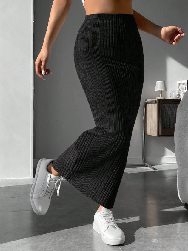 elveswallet CozyKnit Irregular stripes slim-fitting knitted skirt