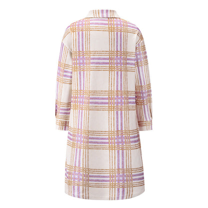 elveswallet Chic Plaid Tweed Long Coat