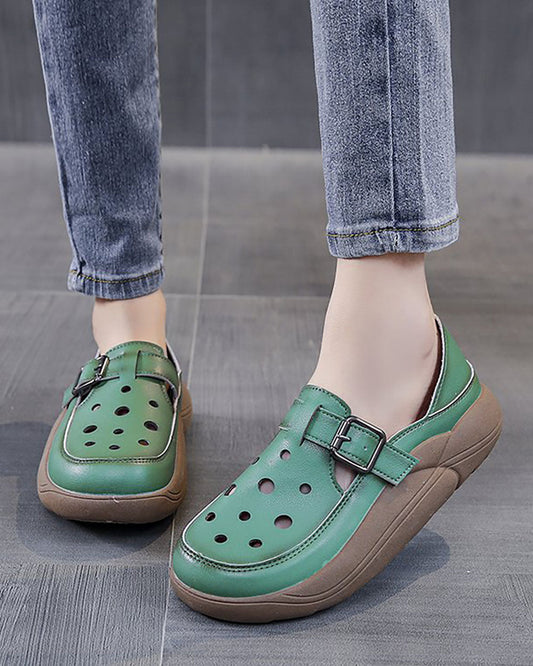 elveswallet Retro Thick Sole Flat Croc Garden Shoes