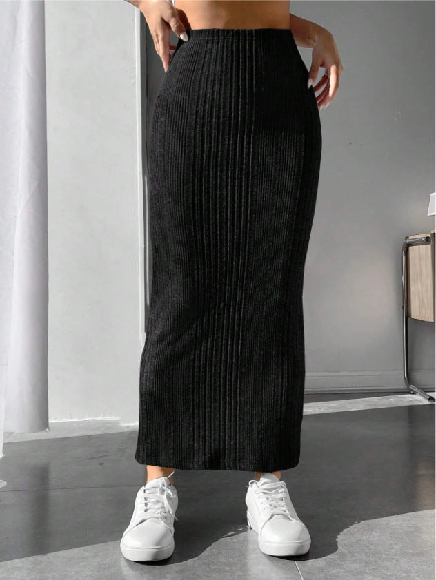 elveswallet CozyKnit Irregular stripes slim-fitting knitted skirt