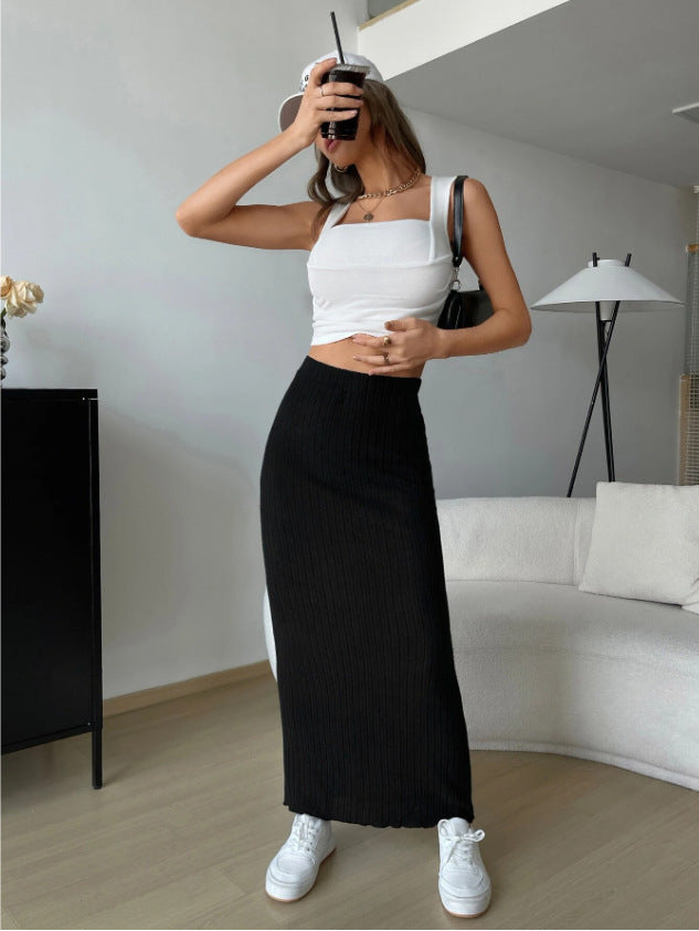 elveswallet CozyKnit High-waisted slim-fitting knitted skirt