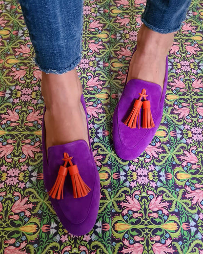 elveswallet Purple shallow mouth tassel slip-on shoes