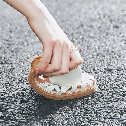 elveswallet Retro Round Toe Sewing Buckle Sandals