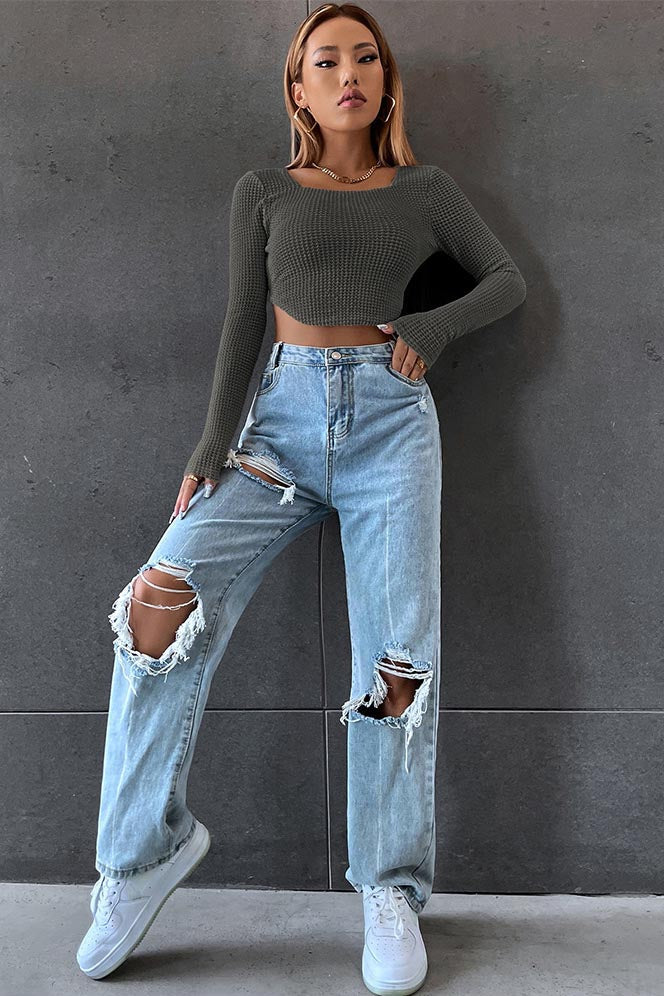 elveswallet Cropped Skinny Zip Knit Sweater