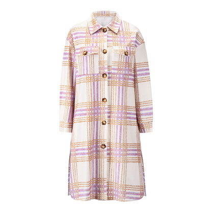 elveswallet Chic Plaid Tweed Long Coat