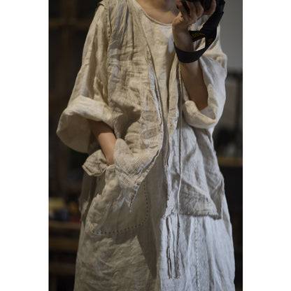 ELVESWALLET 2025 23/3 Changsheng, literary and retro minimalist linen pullover robe dress