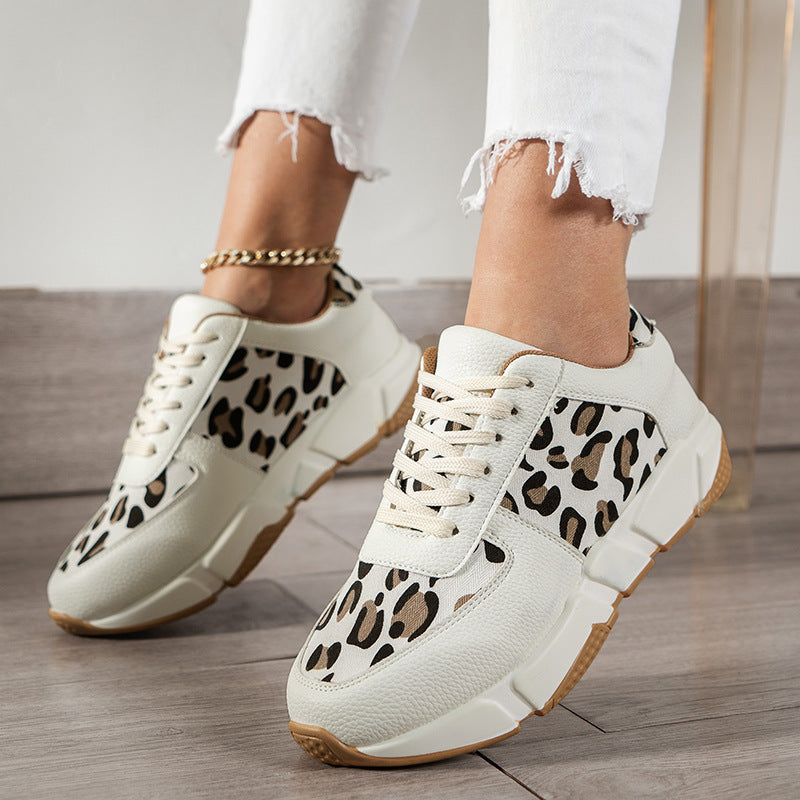 elveswallet Leopard-patterned Platform PU Sneakers