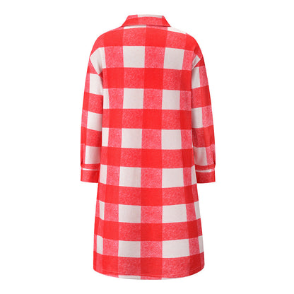 elveswallet Chic Plaid Tweed Long Coat