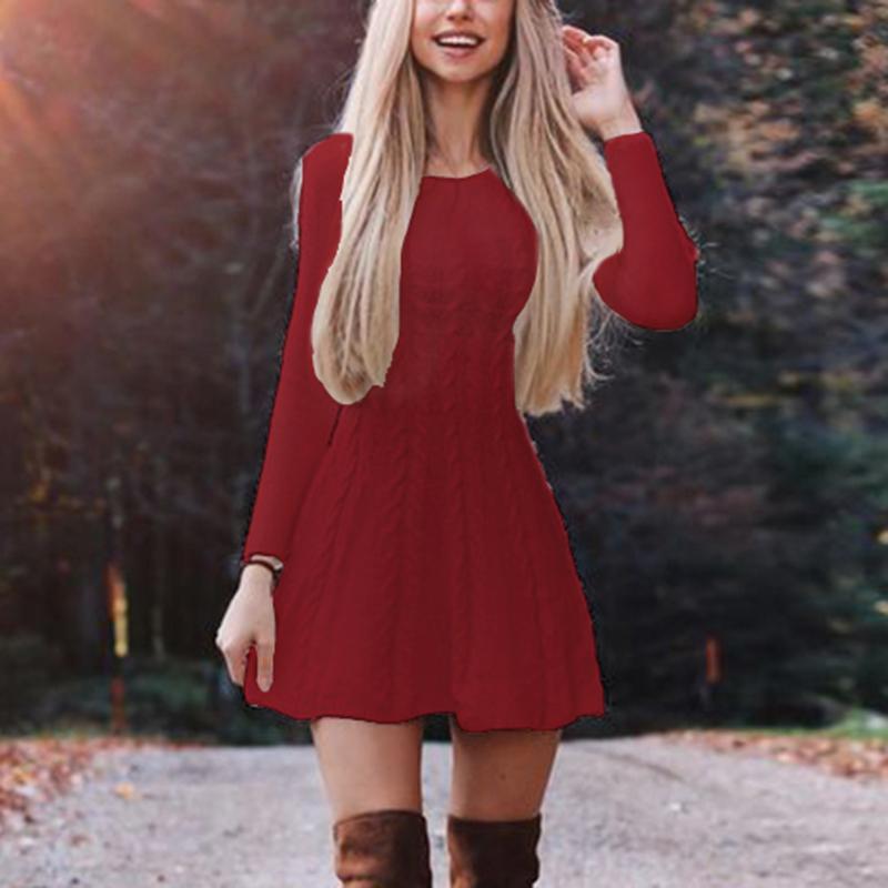 Thanksgiving Day Gift  Knit Sweater Dress Women O-Neck Long Sleeve Loose Party Work Harajuku Francais Autumn Winter Vestido Streetwear Sweater