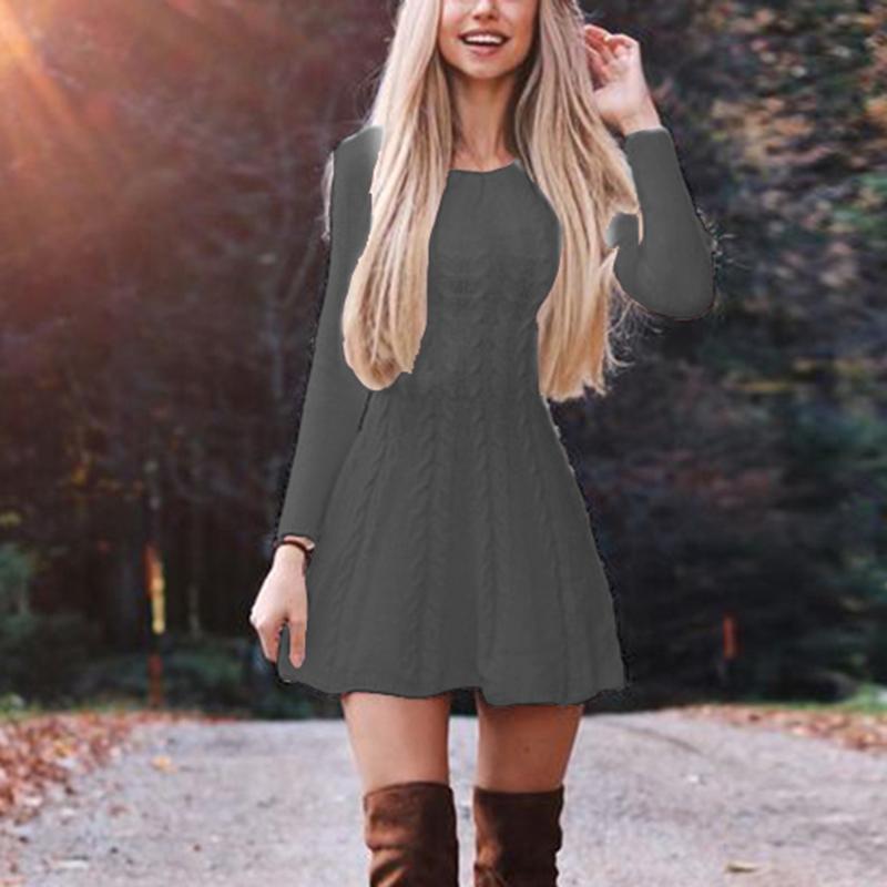 Thanksgiving Day Gift  Knit Sweater Dress Women O-Neck Long Sleeve Loose Party Work Harajuku Francais Autumn Winter Vestido Streetwear Sweater