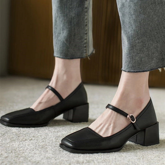 elveswallet Retro Med Heel Buckle Sandals