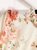 elveswallet  Floral Print Ruffle Hem Dress, Elegant Crew Neck Long Sleeve Dress, Women's Clothing