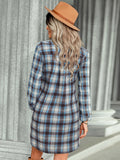 Preppy Stylish Plaid Belted Dress, Button Down Long Sleeve Dress, Casual Every Day Dress, Women's Clothing