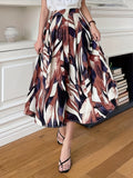 Allover Print High Waist Skirt, Elegant Swing Skirt For Spring & Summer, Women's Clothing