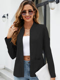 elveswallet  Solid Open Front Blazer, Casual Long Sleeve Pocket Blazer, Women's Clothing
