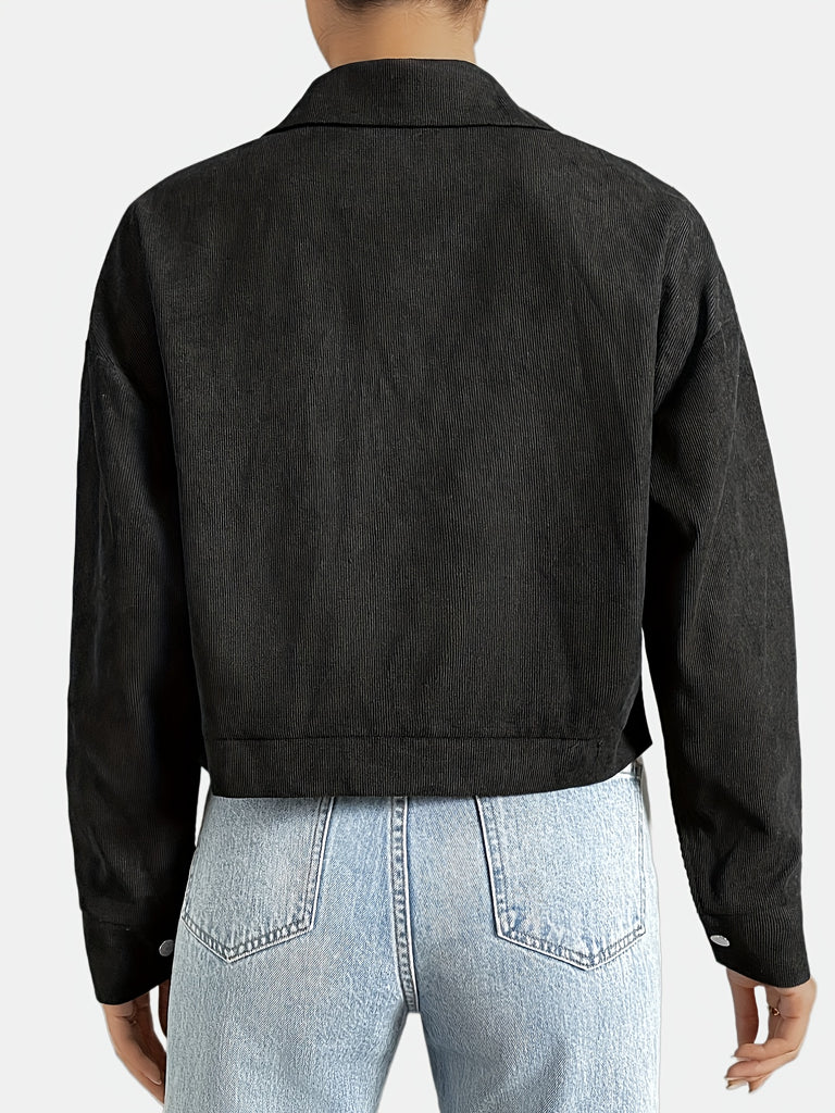 Rhinestone Fringe Trim Tassel Jacket, Casual Long Sleeve Button Front Jacket, Women's Clothing