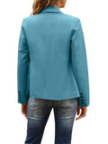 elveswallet  Lapel Solid Blazer, Elegant Long Sleeve Work Office Outerwear, Women's Clothing