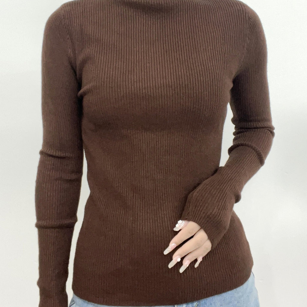 elveswallet  Women's Sweater Turtleneck Solid Ribbed Long Sleeve Slim Pullover Knit Tops
