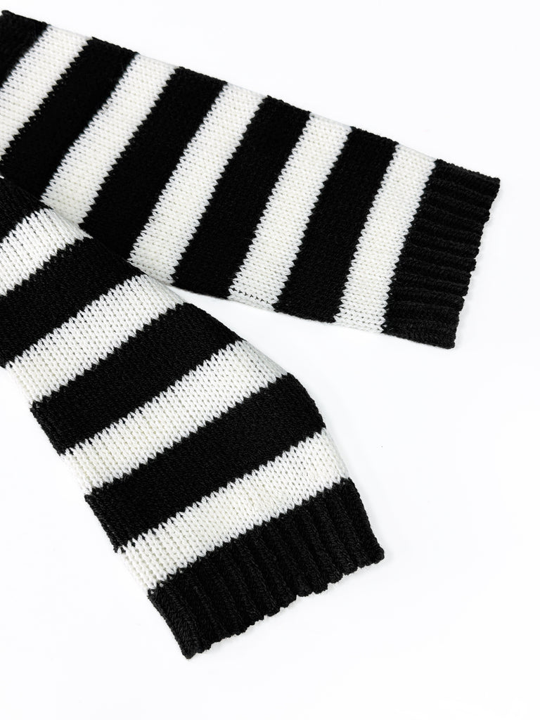 Striped Drop Shoulder Crop Sweater, Y2K Long Sleeve Sweater For Fall & Winter, Women's Clothing