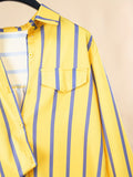 elveswallet  Striped Print Button Front Shirt, Casual Long Sleeve Hem Arc Collar Shirt, Women's Clothing