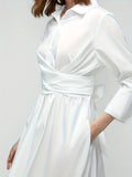 elveswallet  Criss Cross Tie Back Dress, Elegant Solid Party Maxi Dress, Women's Clothing