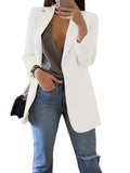elveswallet  Plus Size Casual Blazer, Women's Plus Solid Long Sleeve Lapel Collar Suit Coat With Pockets