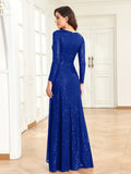 elveswallet  Sequined Twist Front Dress, Elegant Long Sleeve V-Neck Dress For Party, Women's Clothing