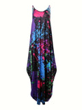 elveswallet  Color Block Cami Dress, Casual Sleeveless Summer Maxi Dress, Women's Clothing