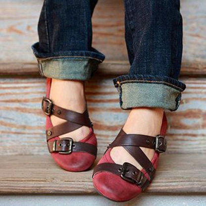 elveswallet Buckle Strap Casual Flats Loafers