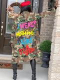Camo Print Coat With Pockets, Long Sleeve Casual Outerwear For Fall & Spring, Women's Clothing