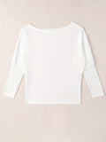 elveswallet  Solid Ribbed T-Shirt, Casual Batwing Sleeve Top For Spring & Fall, Women's Clothing