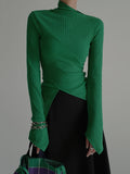 Elegant Long Sleeve Basic  T-Shirts, Solid Casual  T-Shirts For Spring & Fall, Women's Clothing