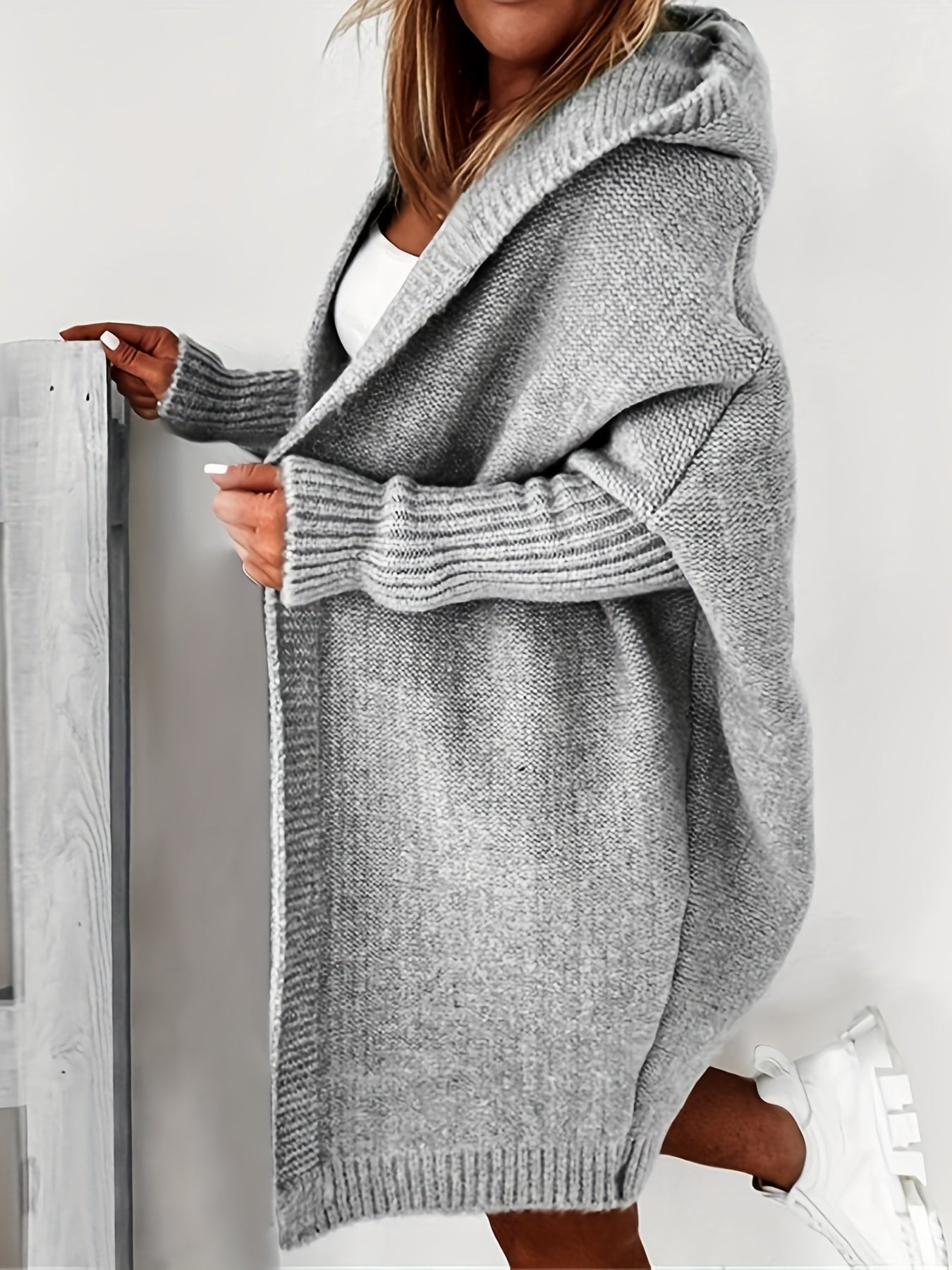 elveswallet Oversized Hooded Knitted Cardigan