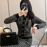 elveswallet  Full Printed Elegant Two-piece Set, Button Front Long Sleeve Tops & Bag Hip Skirts Outfits, Women's Clothing
