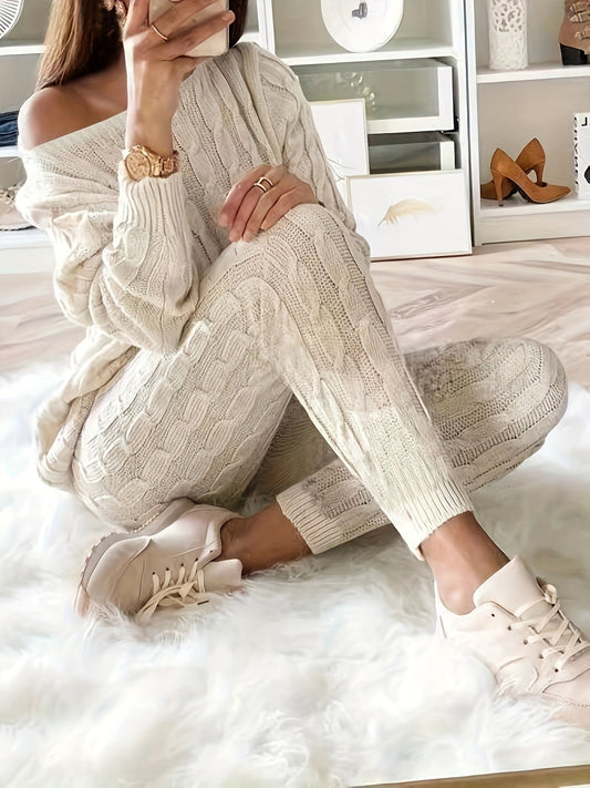 elveswallet Knitted Matching Sweater & Pants Outfits Two-piece Set