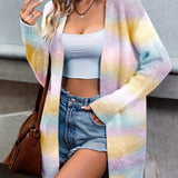 Tie Dye Open Front Cardigan, Casual Long Sleeve Cardigan For Spring & Fall, Women's Clothing