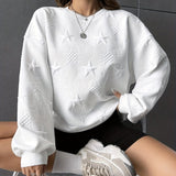 elveswallet  Star Pattern Sweatshirt, Casual Long Sleeve Crew Neck Sweatshirt For Fall & Winter, Women's Clothing