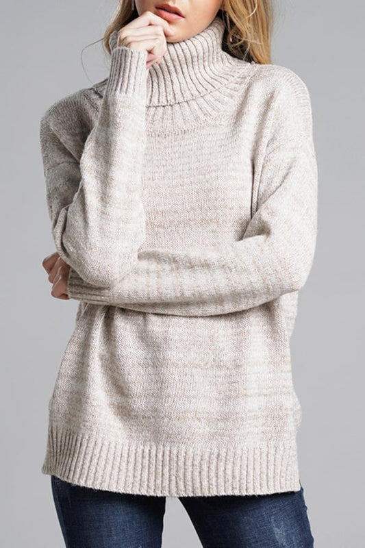 elveswallet Casual Knit High Neck Loose Sweater